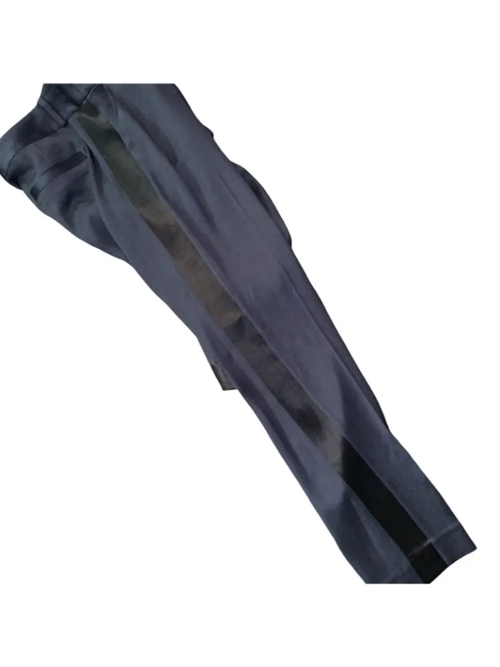 Kate Spade Margaux Tuxedo Pants Women's 0 Navy Side Stripe Silk Blend Ankle Crop